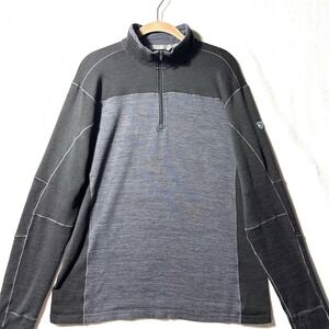 Kuhl RYZE 1/4 ZIP Men's Large Gray Sweater Base Layer Hiking‎ Thumbholes UPF 50